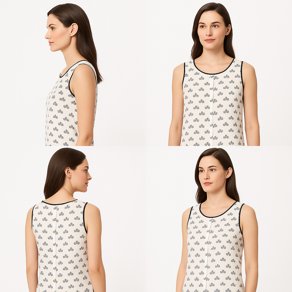 LOFT Blouse Womens Medium Black White‎ Sleeveless Bicycle Print Printed